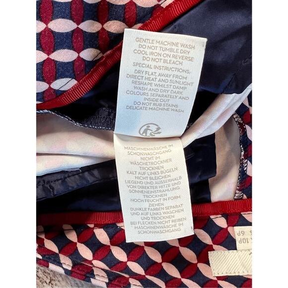Boden Hampshire Red Geometric Petites Ponte Knit 7/8 Ankle Pant sz 10P Stretch - Picture 10 of 12